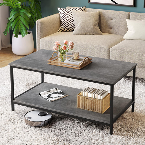 Mesa Auxiliar Industrial De 2 Niveles Gris Hormigón