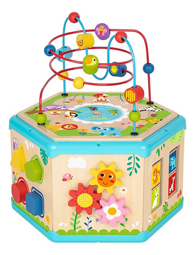 Cubo De Actividades De Madera Tooky Toy Sensorial 7 En 1