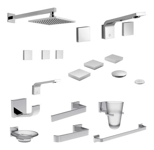 Combo Grifería Fv Chalten Lav Pared Bidet Ducha Accesorios