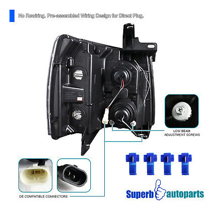 Fits 2007-2014 Silverado 1500 2500 3500 Black Smoke Proj Aai