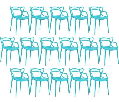 16 Cadeiras Allegra Cozinha Ana Maria Inmetro Colorida Cores Cor da estrutura da cadeira Azul tiffany