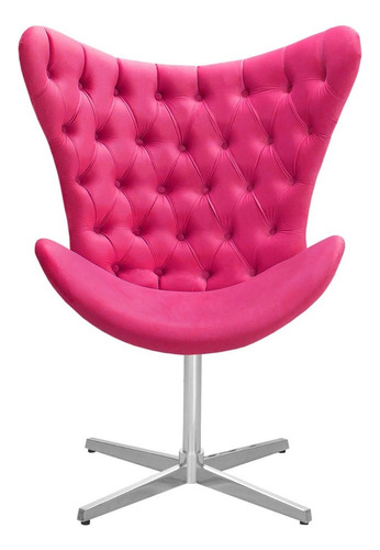 Cadeira Poltrona Egg Capitonê Decorativa Giratória Para Sa Cor Suede Rosa Pink