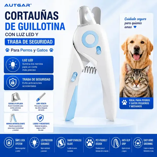 Cortaúñas de Guillotina LIELYHOD para Gatos y Perros con Luz LED ...