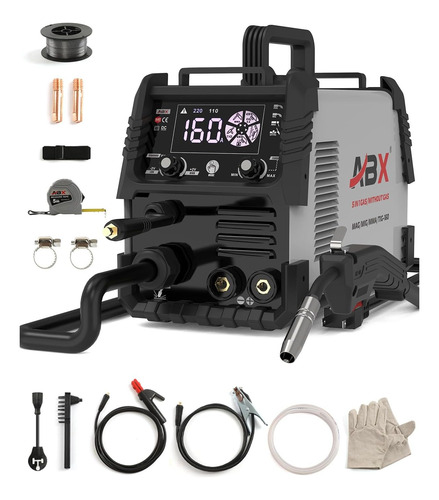 Soldadora 160a 5 En 1 Mma Flux Mig Tig C/s Gas Gris