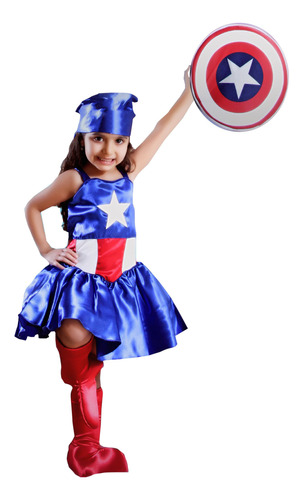 Disfraz Capitana America Marvel Para Niña Tallas 2 A La 8