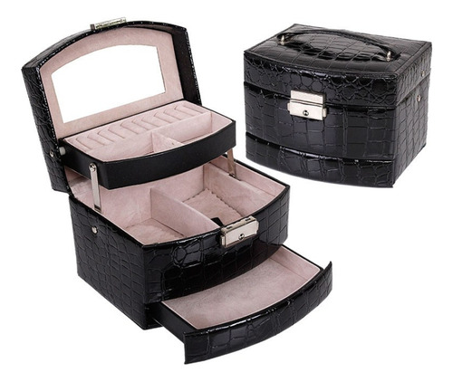 Leather Jewelry Storage Box, Color:black