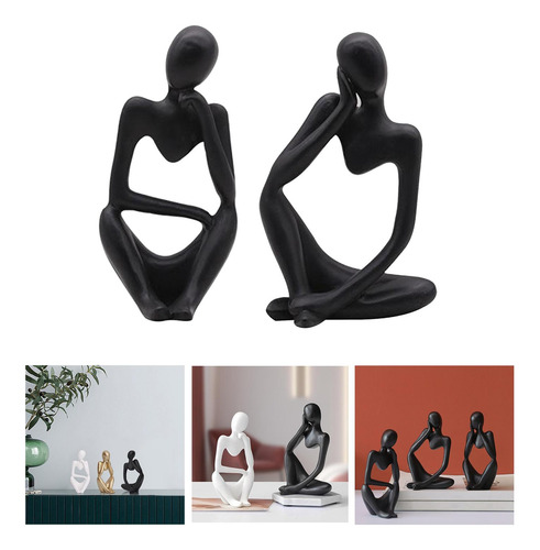 2x Thinker Figure Escultura Estante Estatuas Decoración