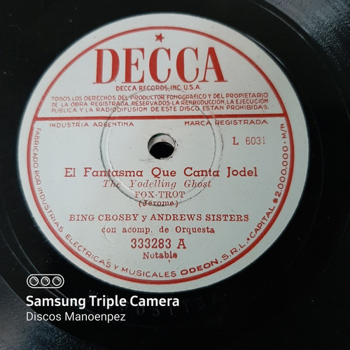 Pasta Bing Crosby Andrews Sisters Decca C142