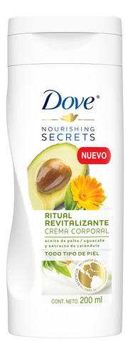  Crema para cuerpo Dove Nourishing Secrets Ritual Revitalizante Palta en botella 200mL