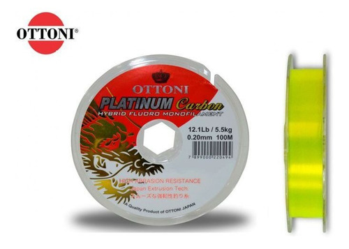 Linha Mono Platinum Carbon Yellow 0,50mm 32,0kg - 100 Metros