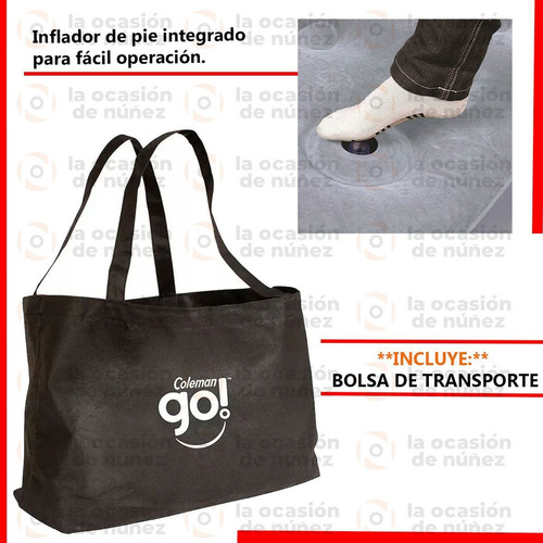 Imagen 3 de 7 de Colchon Inflable 1 Plaza Coleman Go Single Inflador De Pie