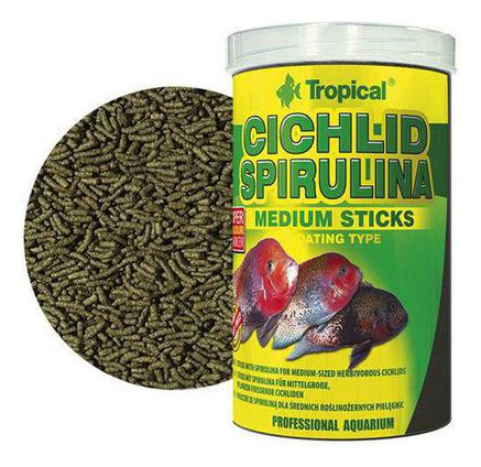 Ração Cichlid Spirulina Medium Sticks - Pote 90g - Tropical