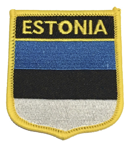 Patche Aplique Bordado Escudo Da Bandeira Da Estônia 6x7 Cm
