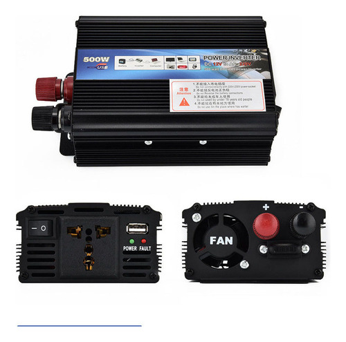 Inversor De Coche Pequeño 12v-220v 500w Con Accesorios Usb P