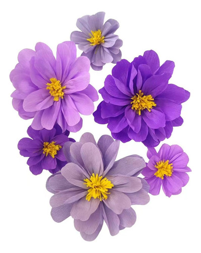 Flor De Papel Crepé Morado (12''-7'' Surtido) Para Fondo De