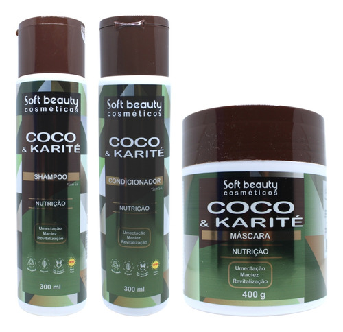 Produtos de beleza Soft Fix Coco e Karité nutrição, maciez, revitalização, umectação