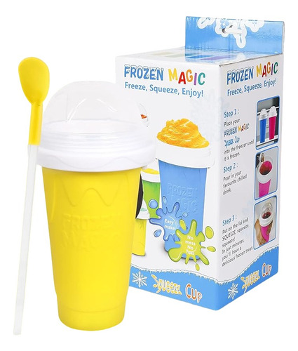 Frozen Magic Vaso Mágico Exprimible Bebidas Granizado Rápido Color Amarillo Liso