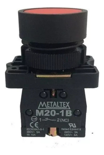 Kit 6 Botões Comando 22mm Faceado Vermelho 1nf Metaltex