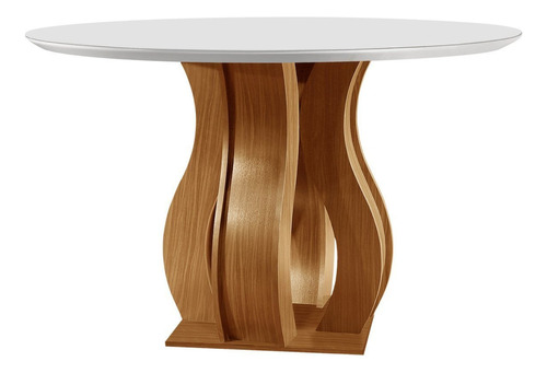 Mesa De Jantar Redonda 110cm Tampo Vidro/mdf Nuance Jg