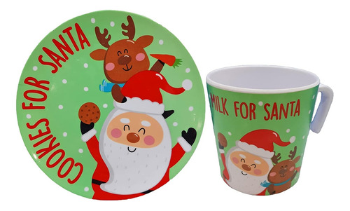 Juego De Plato Y Taza De Galletas Para Papá Noel: Elfo, Reno