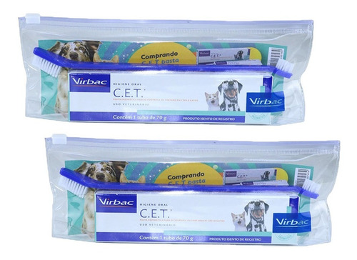 2 Un Kit Pasta Dental C.e.t Virbac Necessaire + Escova Sabor