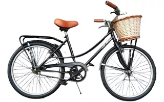 Bicicleta Paseo Con Porta Vintage Rod 24 Dama Retro Canasto