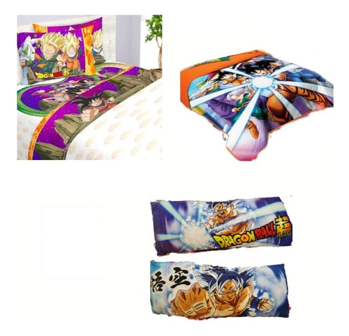 Set Sabanas Colcha Almohada Dragon Ball Z Goku Matrimonial