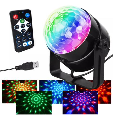 Mini Globo Jogo De Luz Rgb Com Controle Para Festa Dj Usb
