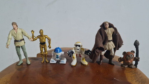 Lote 6 Figuras Star Wars - Luke, Obi, C3po, R2d2, Ewo - 6 Cm