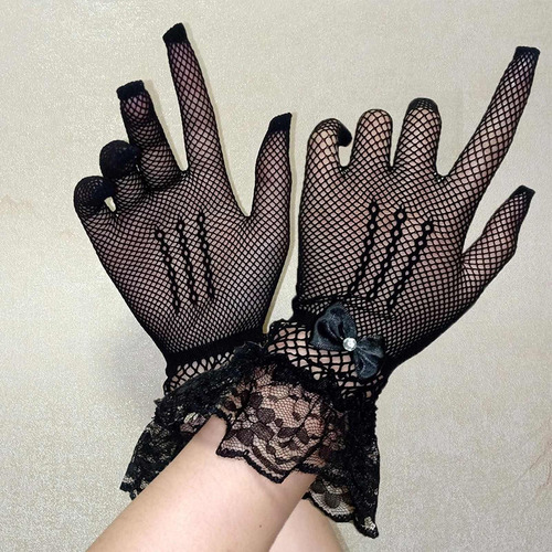 ª Elegantes Guantes Cortos De Encaje Guantes De Boda A La