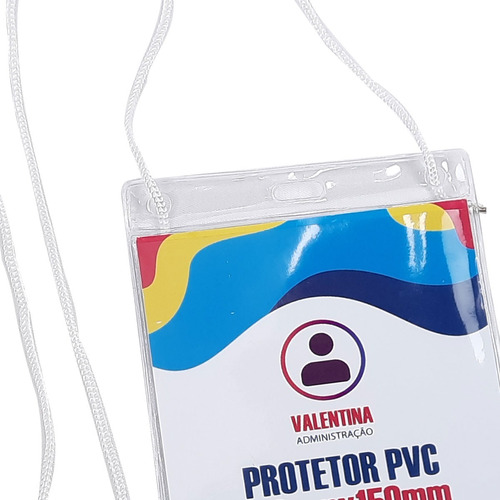 Protetor P/ Cracha Credencial Vert 10x15 Cordão Nylon C/25