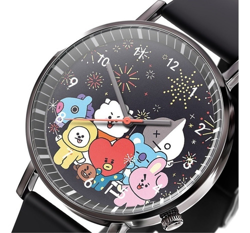 Reloj Analógico De Cuarzo Bts Modelo Bt21 Color Negro