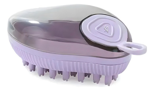 Cepillo Jabonera Baño Gel Mascota Rellenable Gatos Perros Color Lila