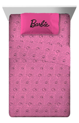 Set De Sabana Tamaño Individual Barbie 3 Pz Color Rosa