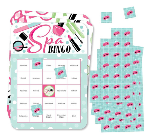 ~? Big Dot Of Happiness Spa Day - Bingo Cards And Markers - 