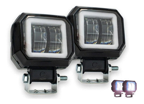 Par Faros 2 Led Con Lupa Función Fijo Y Estrobo Aro Cob