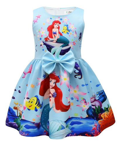 Vestido De Princesa Sirena Con Dibujos Animados Para Niñas,