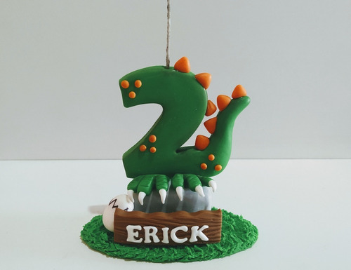 Vela Aniversário Dinossauro  Topo De Bolo Em Biscuit