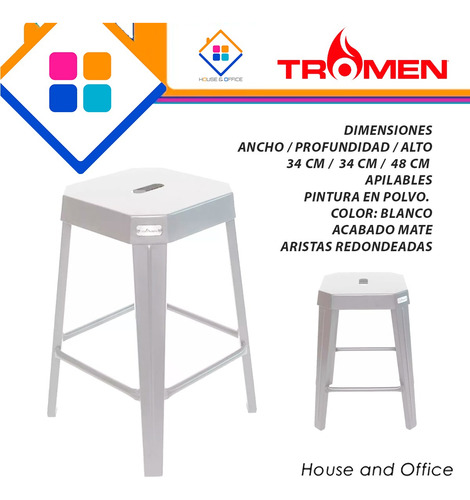 Banqueta Baja Banco Blanco Tromen Runko 48 Cm