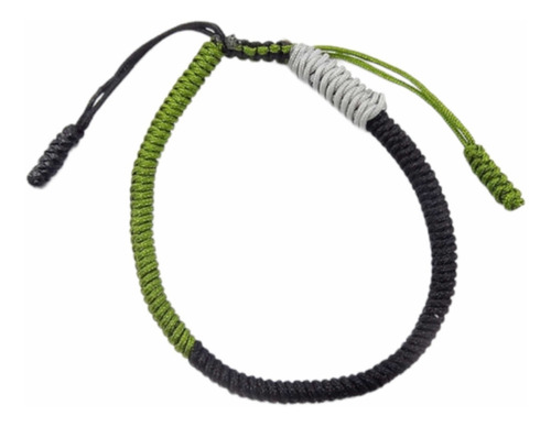 Pulsera Tibetana, Corazón Buddha, Hecha A Mano, Una Pieza Color Negro/verde/gris Diámetro 18 Cm Largo 18 Cm