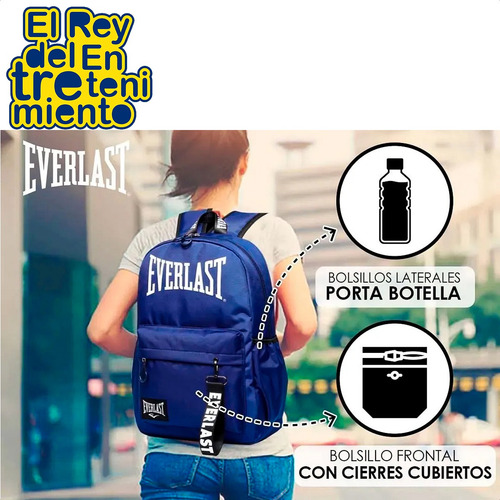 Imagen 7 de 7 de Mochila Everlast Urbana Deportiva P/ Laptop Antirrobo El Rey