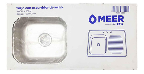 Tarja Acero Inox Escurridor Derecho Kit Con Accesorios Color Plateado