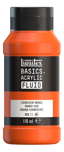 Tinta Acrílica Basics Fluid 118ml Fluorescent Orange