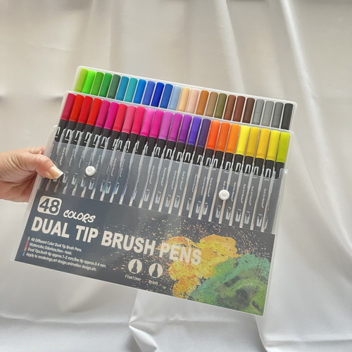 Marcadores Punta Pincel Y Punta Fina Brush Pen 48 Colores