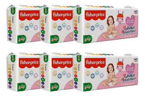 Fisher Price - Pack 240 Pañales Para Bebé (etapa 4) Niña Grande (g) Niñas