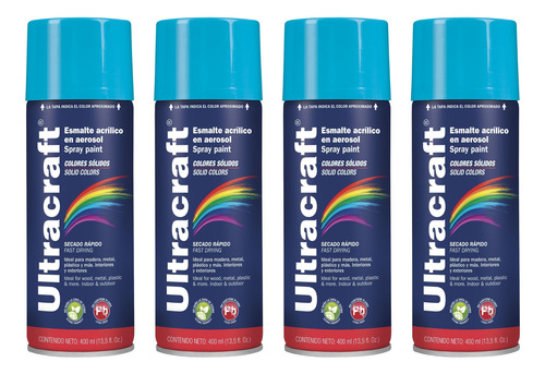 Pintura Spray Color Celeste, 4 Unidades Ultracraf Truper
