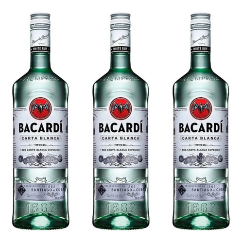 Ron Bacardi Blanco Carta Blanca 980ml Botella X3 - Gobar®