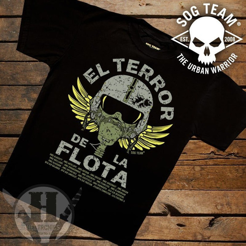 Remera Tactica Negra Terror De La Flota 21 Sog Team Malvinas