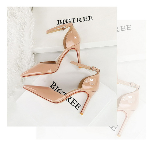 Zapatos De Cuero De Tacón Alto Para Mujer, Sandalias Con Cor