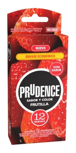 Prudence Frutilla Preservativo De Látex Lubricado 12 Unidade